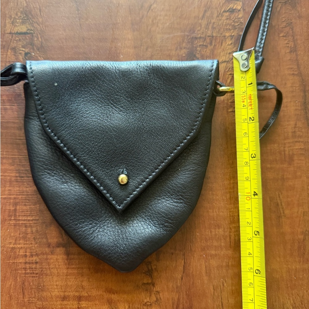 Black Leather triangle Crossbody Bag